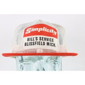 Vintage 70s Louisville MFG Co Simplicity Spell Out Trucker Hat Snapback White